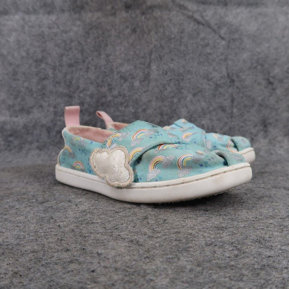 Toms Shoes Kids 10 Flats Slip On Casual Rainbow Print Toddler Girls Adjustable